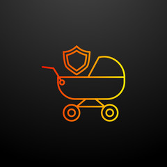 Fototapeta na wymiar baby stroller and shield nolan icon. Elements of insurance set. Simple icon for websites, web design, mobile app, info graphics