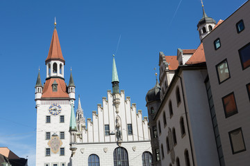 Obraz premium Old Town Hall in Marienplatz Munich Germany