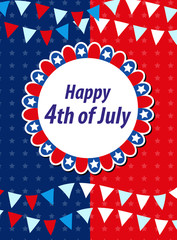 Obraz premium Happy 4th july greeting card, poster. American Independence Day template for your design. Vector illustration