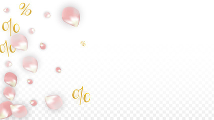Vector Spring or Summer Sale Background with Petals and Percent for Template Design. Good for Special Hot Holiday Discount Offer, Black Friday, Fashion Promotion Action. Romantic Sakura Illustration