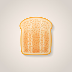 Slice of toast bread isolated on background. Vector illustration.