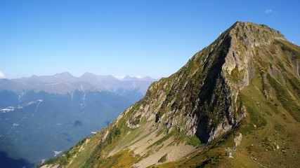 Ski-lifts in Krasnaya Polyana. Sochi. Caucasus mountains..