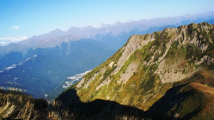 Fototapeta premium Ski-lifts in Krasnaya Polyana. Sochi. Caucasus mountains..