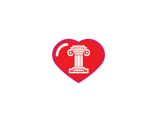 Law Building Justice Logo design illustration,reindeer in a heart shape love icon