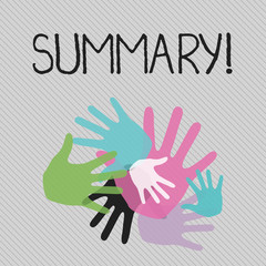 Conceptual hand writing showing Summary. Concept meaning Brief Statement Abstract Synopsis Concise Abbreviated version