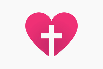 Obraz premium Christian cross inside heart vector icon illustration