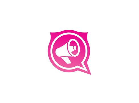 Megaphone and Loudspeaker amplifier logo vector design illustration in a chat icon