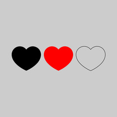 Collection of heart illustrations, Love symbol icon set. Vector EPS 10