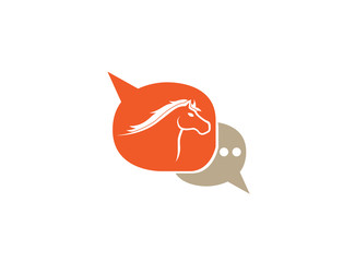 Horse head symbol in chat icon for logo design illustration