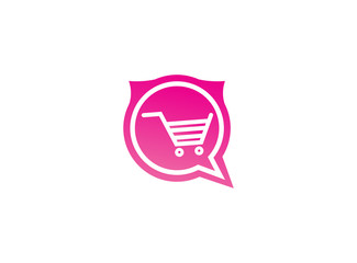 Cart for shopping symbol a shape online shop in market or store for logo designin chat icon, ecommerce