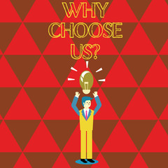 Conceptual hand writing showing Why Choose Usquestion. Concept meaning reasons that you are best showing possibilities