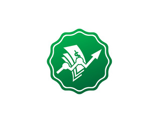 Money Arrow Chart Finance for logo design illustration in the shape icon