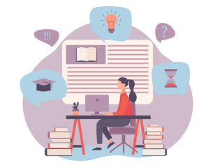 Online Education. Flat cartoon style. Vector illustration