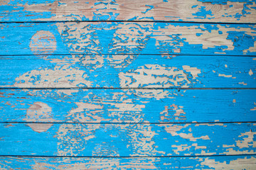 Fototapeta na wymiar texture wooden background with old cracked blue paint