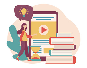 Online Education. Flat cartoon style. Vector illustration