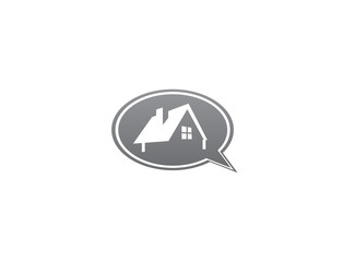 A small green home symbol with window and chimney for logo design illustration in a shape icon