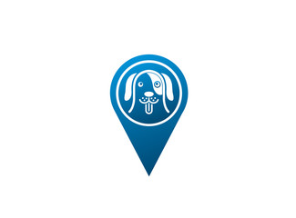 smiling and happy dog open mouth and show tongue out for logo design illustration in a shape