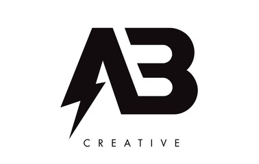 AB Letter Logo Design With Lighting Thunder Bolt. Electric Bolt Letter Logo