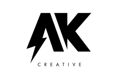 Fototapeta premium AK Letter Logo Design With Lighting Thunder Bolt. Electric Bolt Letter Logo