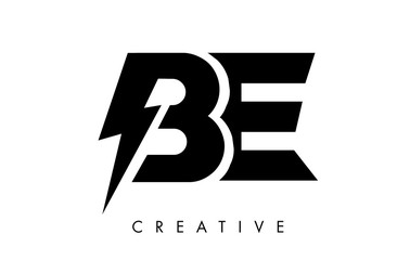 BE Letter Logo Design With Lighting Thunder Bolt. Electric Bolt Letter Logo
