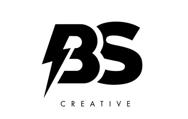 BS Letter Logo Design With Lighting Thunder Bolt. Electric Bolt Letter Logo
