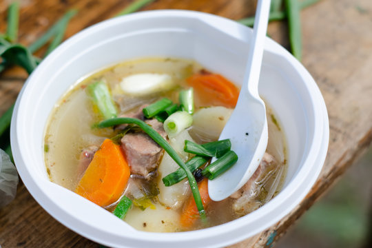 boiled lamb with green onions cooked in nature