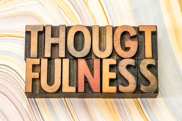 thoughtfulness word in wood type