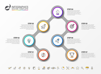Infographic design template. Timeline concept with 7 steps