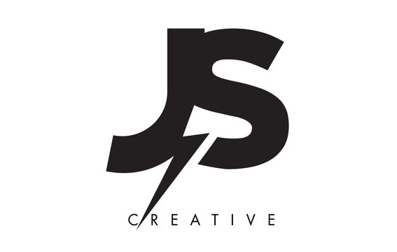 JS Letter Logo Design With Lighting Thunder Bolt. Electric Bolt Letter Logo