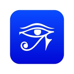 Eye of Horus Egypt Deity icon digital blue for any design isolated on white vector illustration