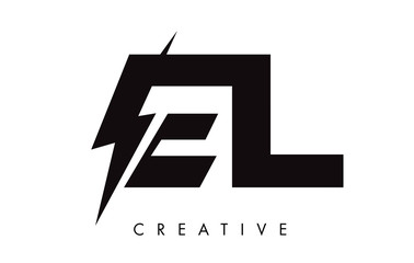 EL Letter Logo Design With Lighting Thunder Bolt. Electric Bolt Letter Logo - obrazy, fototapety, plakaty