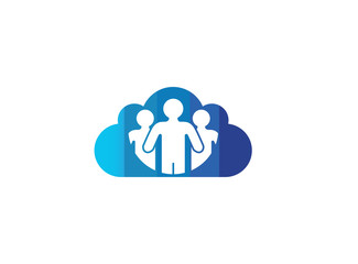 People and family for logo Design illustration, team and group in a cloud shape icon