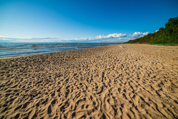 Fototapeta na wymiar empty white sand beach with no people