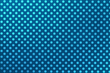 Fototapeta na wymiar Navy blue background from wrapping paper with a pattern of turquoise polka dot closeup.