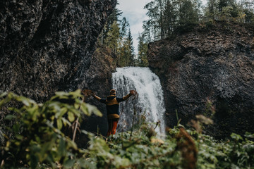 Water and Waterfalls at Moul Falls, Wells Gray Park, Canada