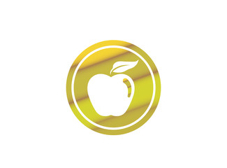 Apple with green leaf logo design illustration in the shape icon