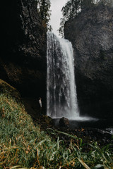 Fototapeta na wymiar Water and Waterfalls at Moul Falls, Wells Gray Park, Canada