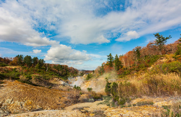 Goshougake Onsen hotspring in autumn season Akita Prefecture Japan.