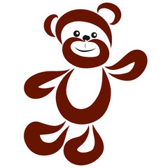 cheerful brown bear waving his paw, sketch