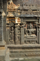 Stone carved statues of ellora caves Aurangabad, India