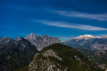 Beautiful landscape of mountains and the forest in Turkey, Antalya.Panorama from cableway.