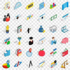 Counter icons set. Isometric style of 36 counter vector icons for web for any design