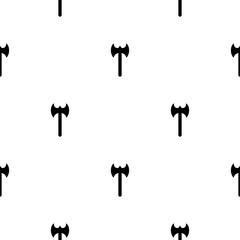 Seamless pattern with black silhouette icon of axe isolated on white background. Medieval weapon sign. Vector illustration for design, web, wrapping paper, fabric, wallpaper.