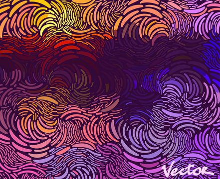 Landscape At Sunset Abstract Background. Seamless Vector Pattern In The Style Of Impressionist Paintings.Eps 10 - Vector