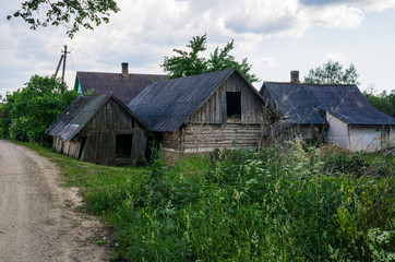 Old traditional abandoned buildings in the village.