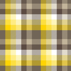 Yellow and gray tartan plaid pattern. Flannel textile pattern / seamless background.