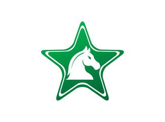 Horse head in the star shape for chess symbol logo design illustration