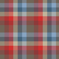 Red, blue and gray tartan plaid pattern. Flannel textile pattern / seamless background.