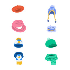 Vector design of headwear  and fashion  icon. Collection of headwear  and cold vector icon for stock.