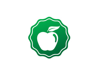 Apple with green leaf logo design illustration in the shape icon